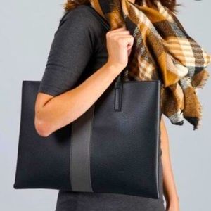 Vince Camuto Luck black with grey stripe tote. Like new
